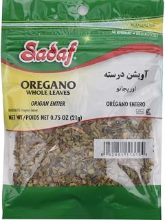Sadaf Whole Oregano Leaves - Premium Kosher Vegetarian Herb for Mediterranean Cooking & Seasoning, 0.75oz Resealable Bag