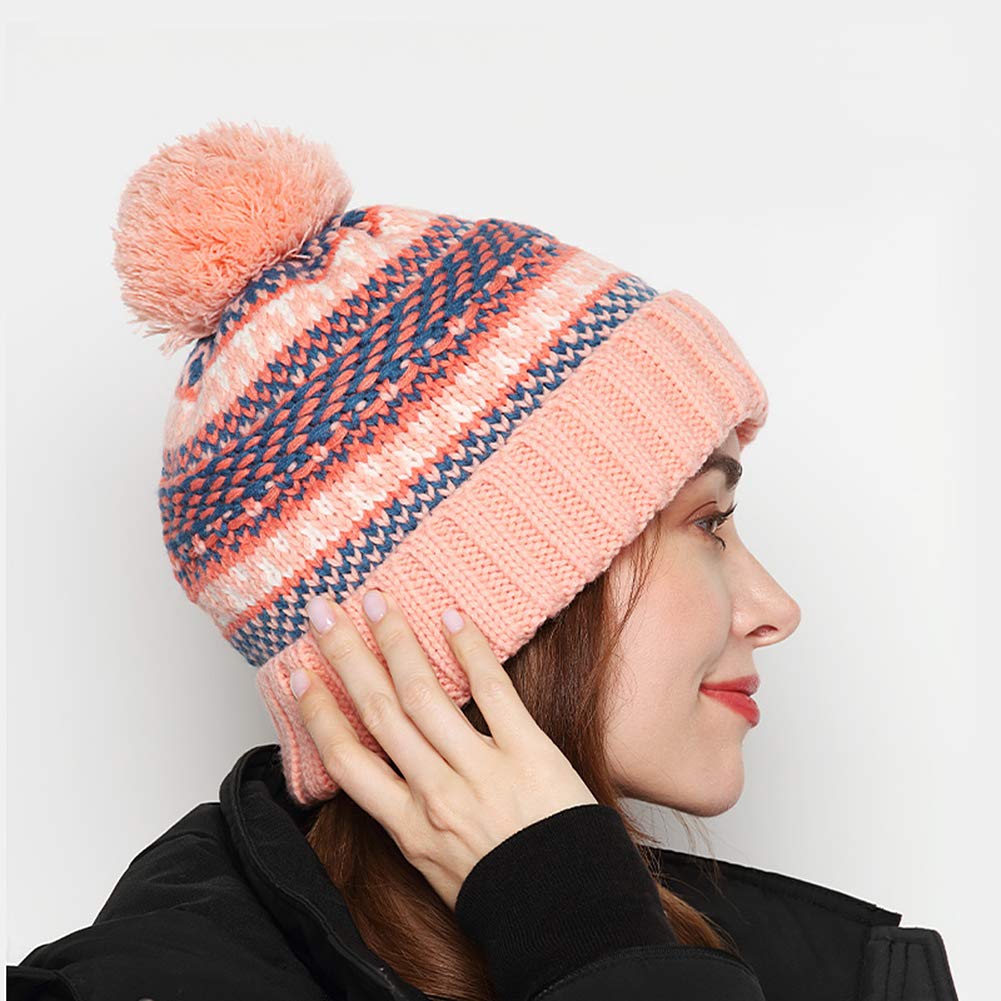 Gorro de Invierno para Mujer y niña, Gorro de Punto con pompón, Gorro de esquí y Snowboard, Gorro Liso con puños Household faucets