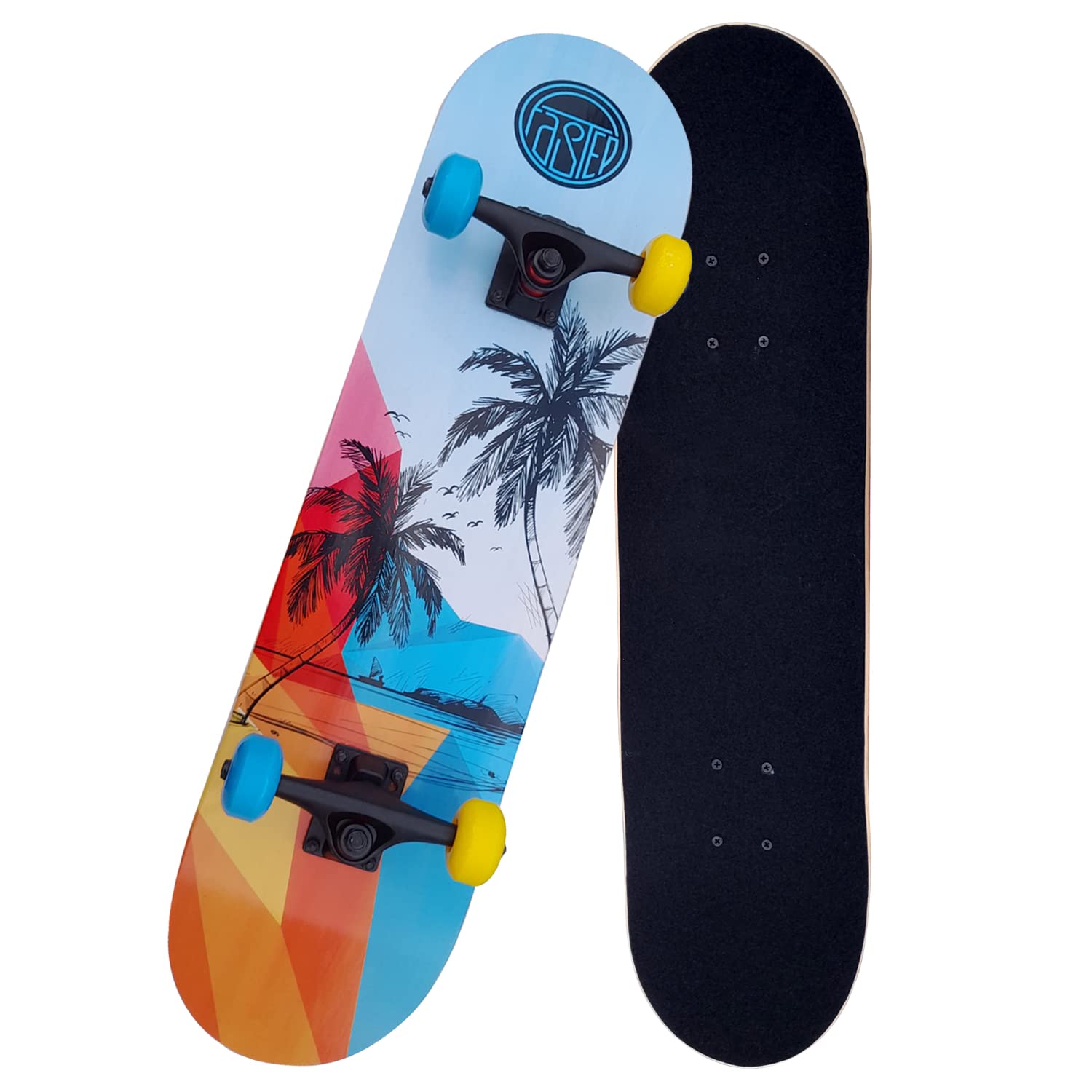 See full amazon price history chart for FabSports 31" x 8" inch Standard Skateboard for all beginner and expert levels, concave designed with 7" black matt finish aluminium bracket skateboard made of Wood for Kids,Teens & Adults, Blue-Beach FabSports 31" x 8" inch Standard Skateboard for all beginner and expert levels, concave designed with 7" black matt finish aluminium bracket skateboard made of Wood for Kids,Teens & Adults, Blue-Beach (B0B2PW61JM) Amazon Price History, Amazon Price Tracker
