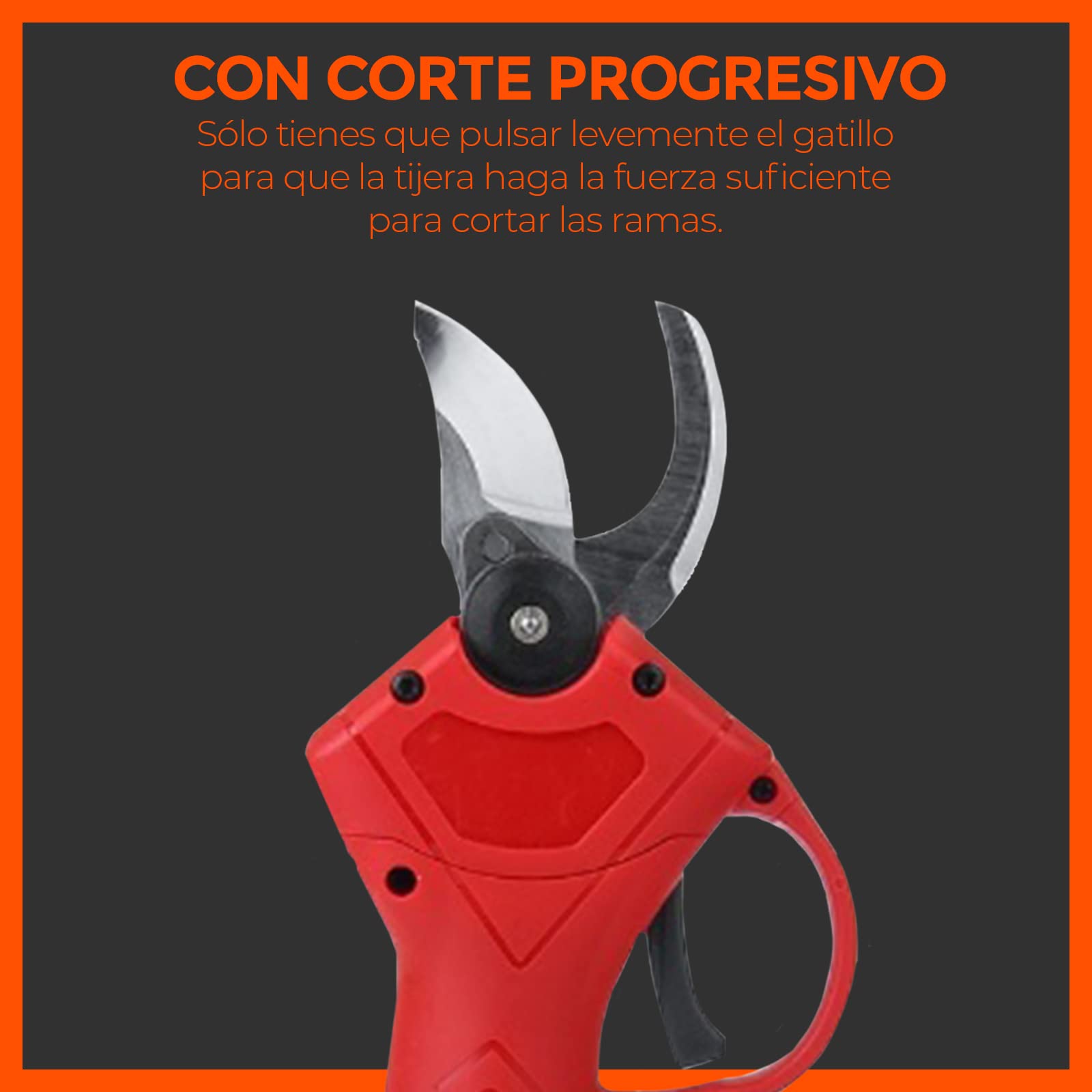 Tijeras de Podar Eléctricas Inalámbricas con Baterías 2x2000mAh, Cortador Eléctrico de Ramas, Tijeras de Jardín para Setos, Maletín de Transporte, Guantes y Gafas Incluidas