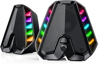 WolfLawS GS04 Computer Speakers,RGB PC Wired Speakers with Subwoofer, USB-Powered Computer Speakers for Desktop with Bass Diaphragms Stereo, Small Gaming Speakers for PC Computer Laptop Mini Monitor