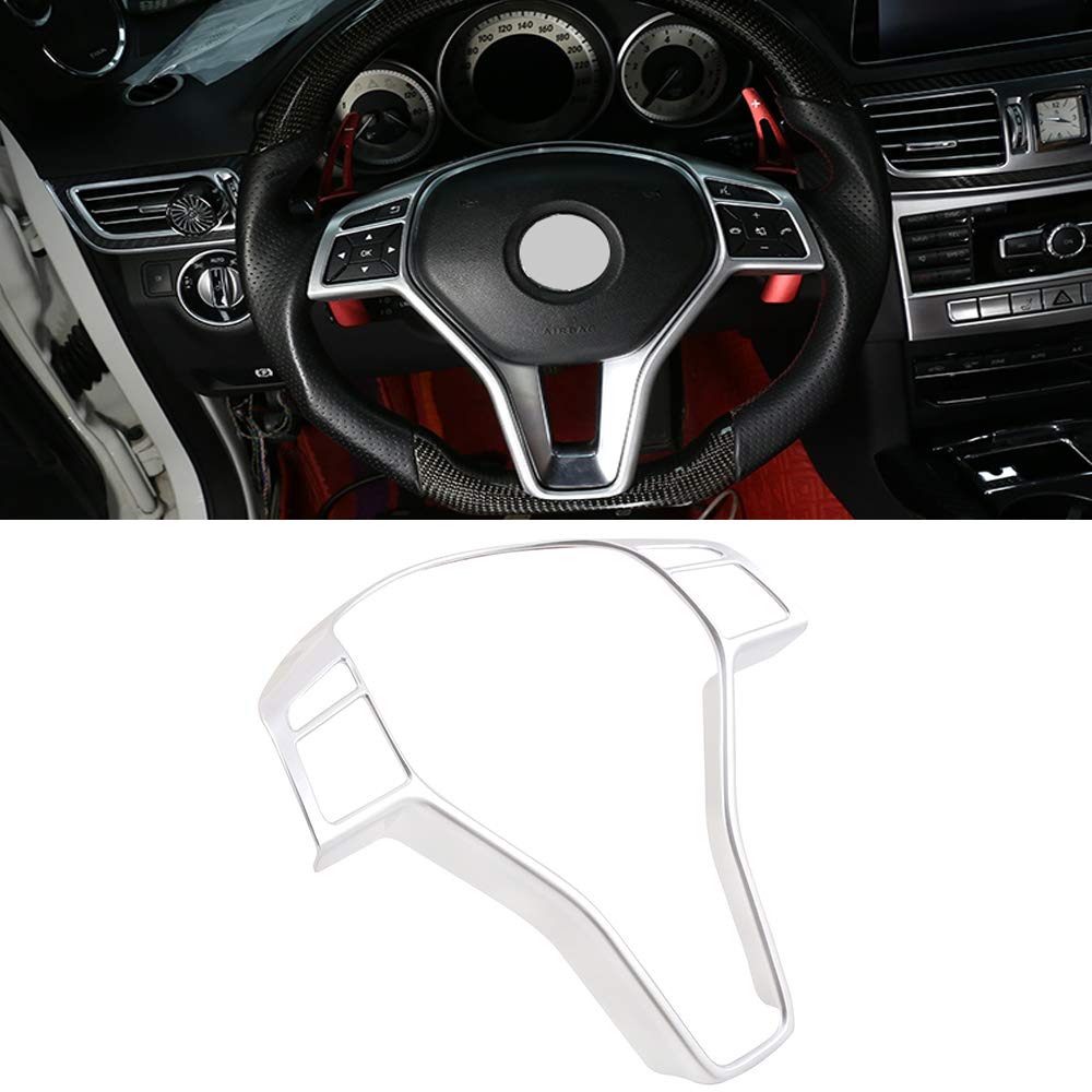 OritechCar Steering Wheel Red Frame Trim Cover for Mercedes Benz A B C E CLA CLS GLA GLK Class W176 W246 W204 W207 W212 W117 W218 X156 X204 ABS Moulding,Steering Wheel Frame Trim_Silver