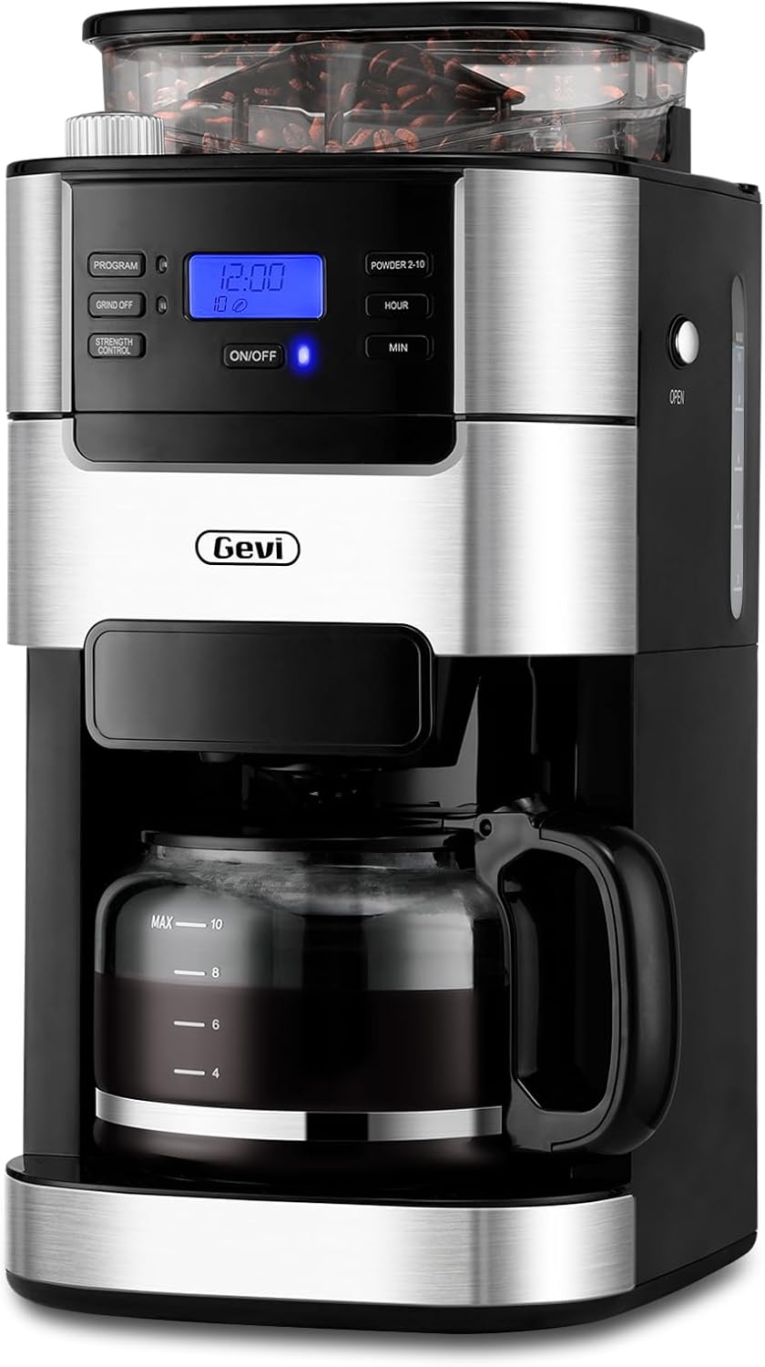 Gevi 10-Cup Drip Coffee Maker with Built-in Grinder