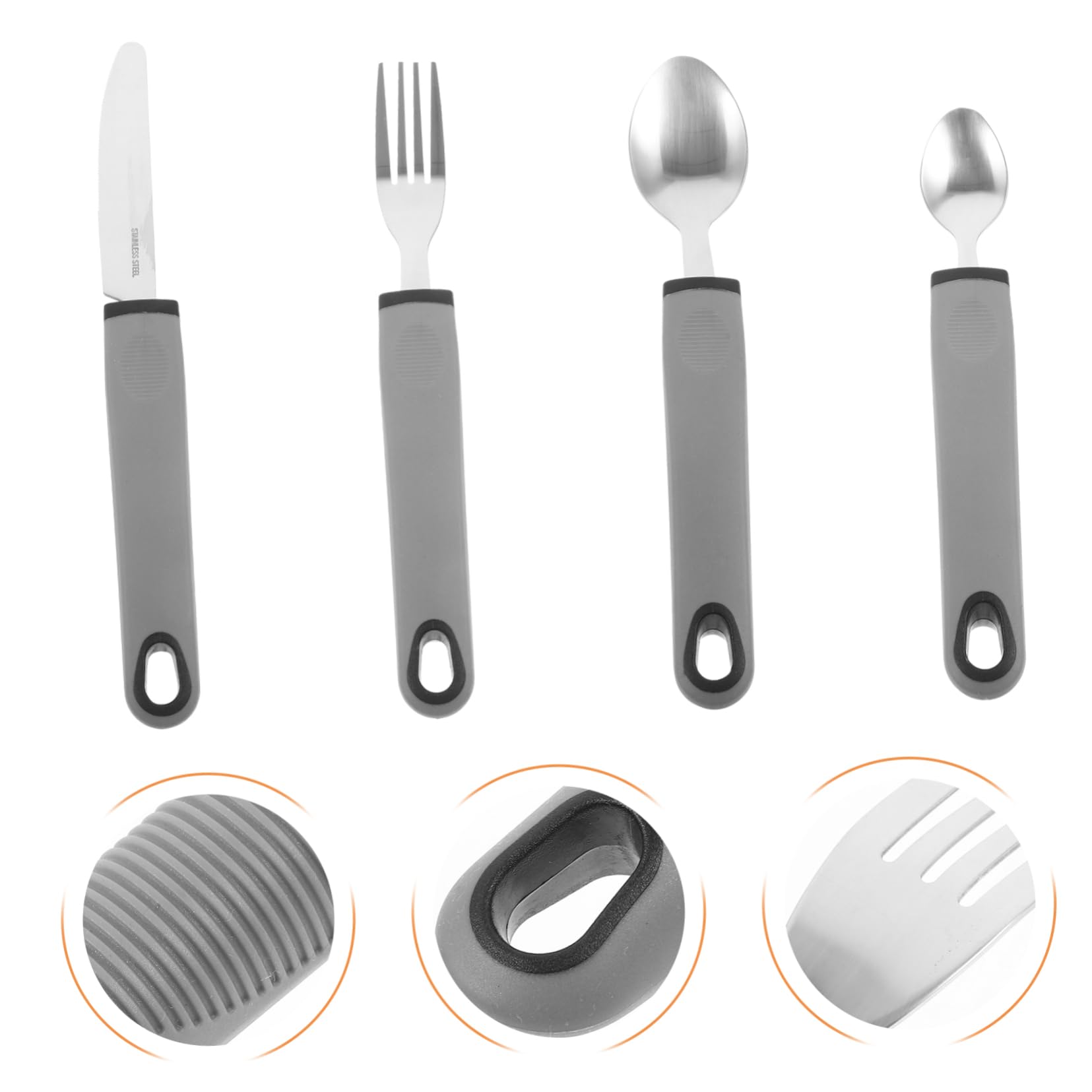 BCOATH Portable Adaptive Utensils Set for Elderly Ergonomic Handle Cutlery for Disabled Seniors Adaptive Tableware Fork Knife Spoon for Easy Eating