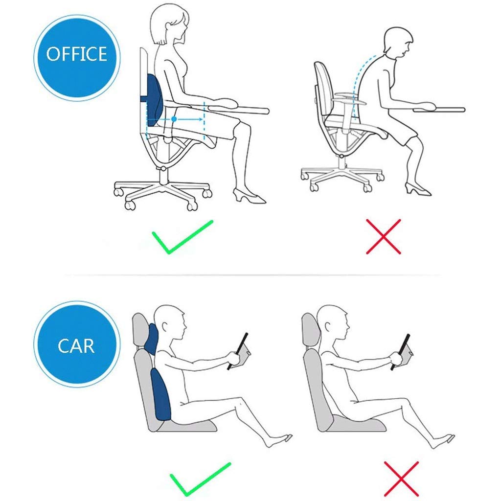 Almohada lumbar-cojín del asiento oficina de la cintura de espuma de memoria trasero del coche embarazada Presidente de la cintura de las mujeres de la cintura del cojín de apoyo lumbar de la a