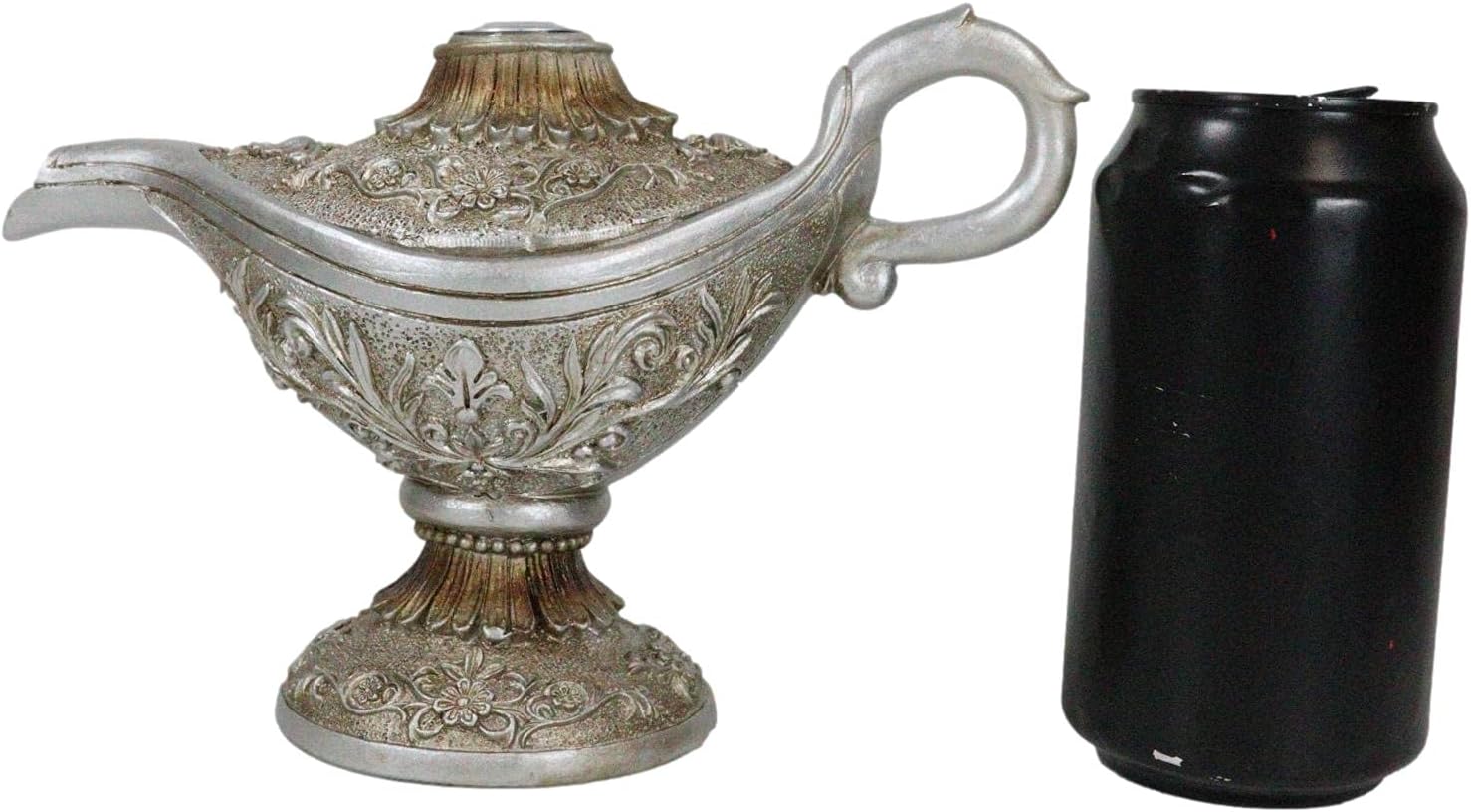 Ebros Gift Floral Ornate Aladdin Genie Magical Lamp Shaped Backflow Incense Cone Holder Burner Figurine Altar Arabian Night Middle Eastern Magic Lamps Design Home Aromatherapy Accent Sculpture