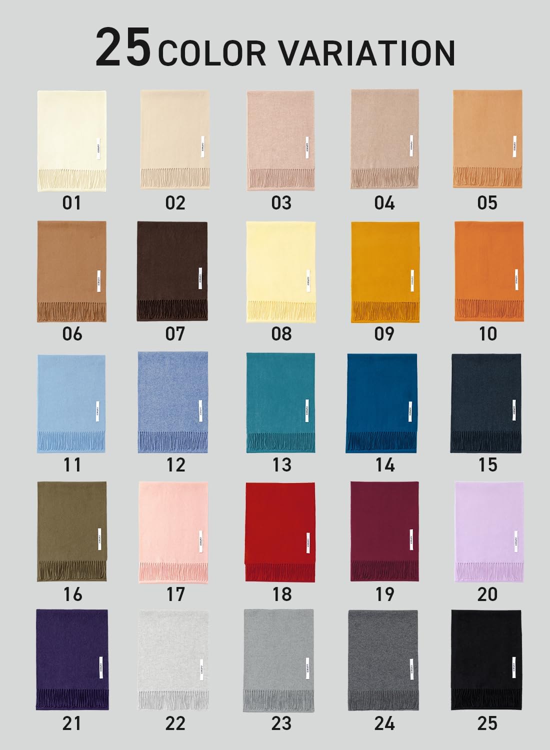 25 colors 100% cashmere plain scarf ladies large thick C-A0011B