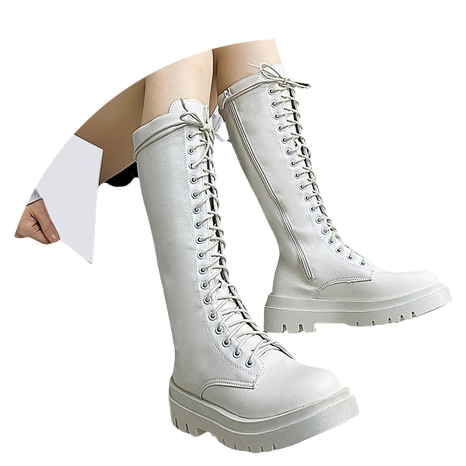 Stiefel Damen Schwarz Flach Mit Schnürung,Hohe Stiefel Damen Ohne Absatz