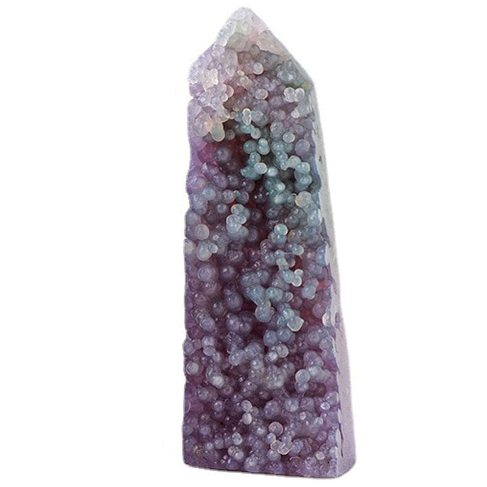 AGSHYWFT Natural Grape Agate Geode Crystal Wand