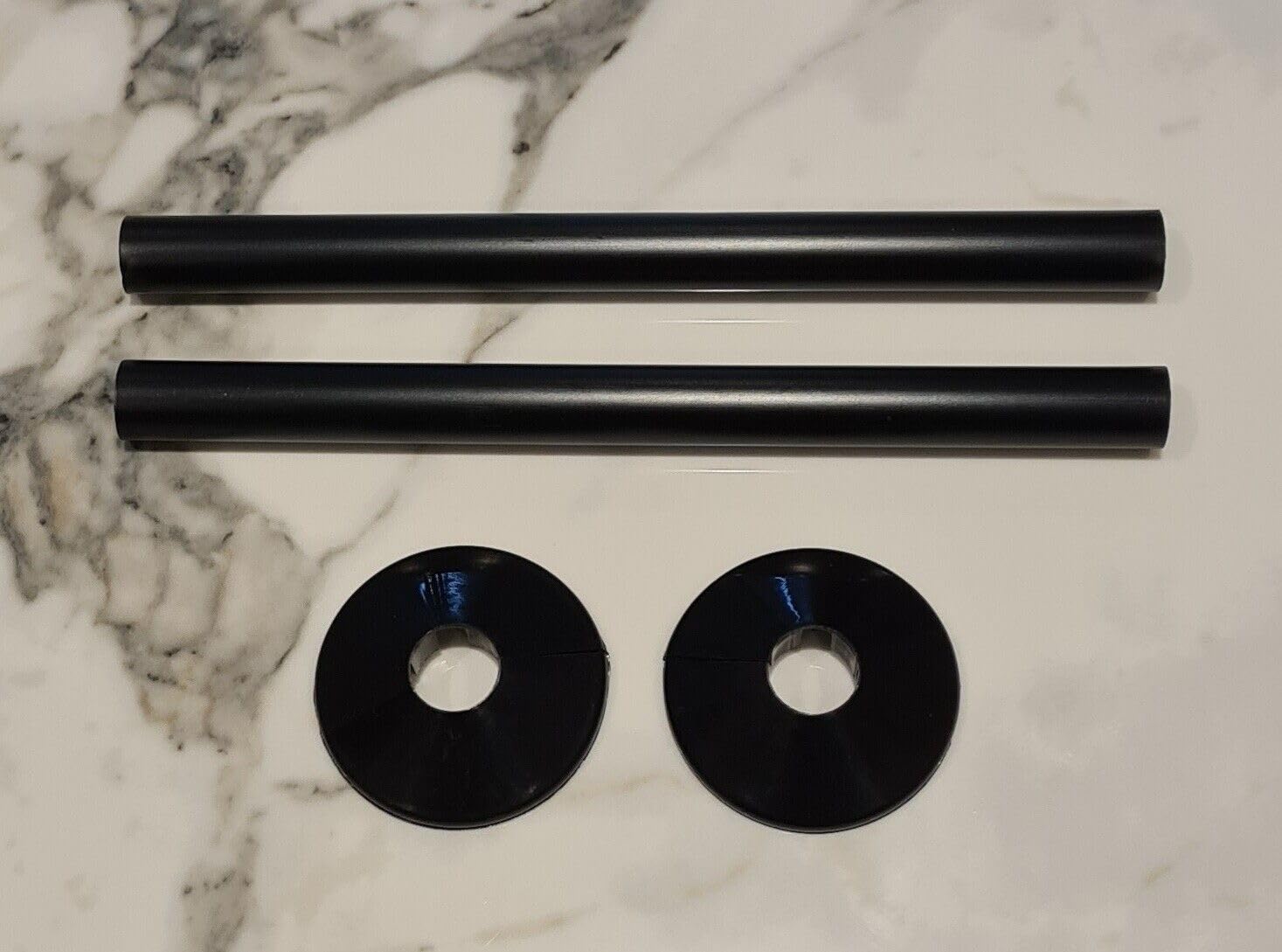 22.5 Team Controls Black Radiator Pipe Covers & Collars Pair- 15Mm Pipe Shroud 200Mm-Tc