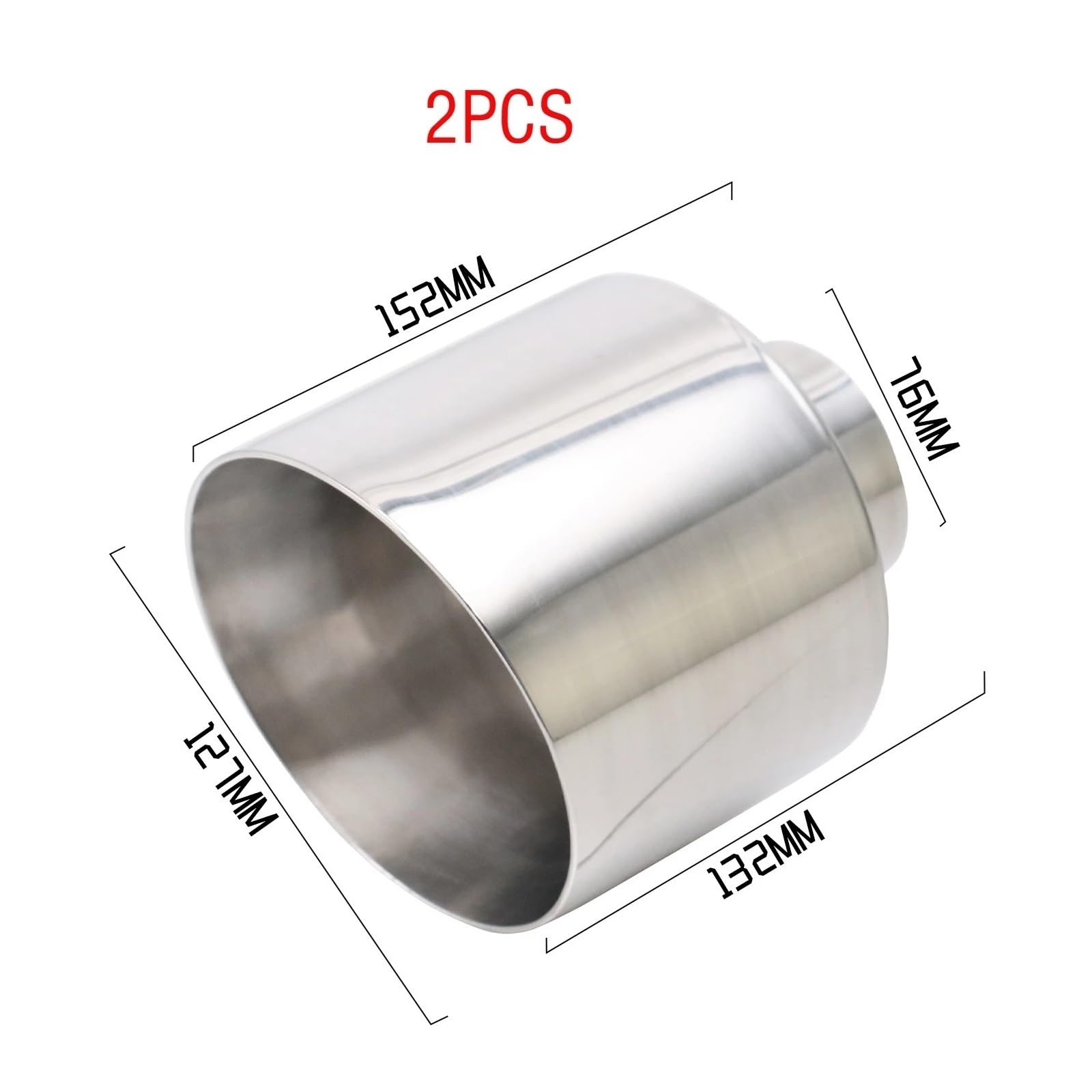 Tubo escape coche 2 uds., garganta trasera acero inoxidable, salida 127mm, para escape para tubo cola, embellecedor silenciador coche(76-127mm-silver)