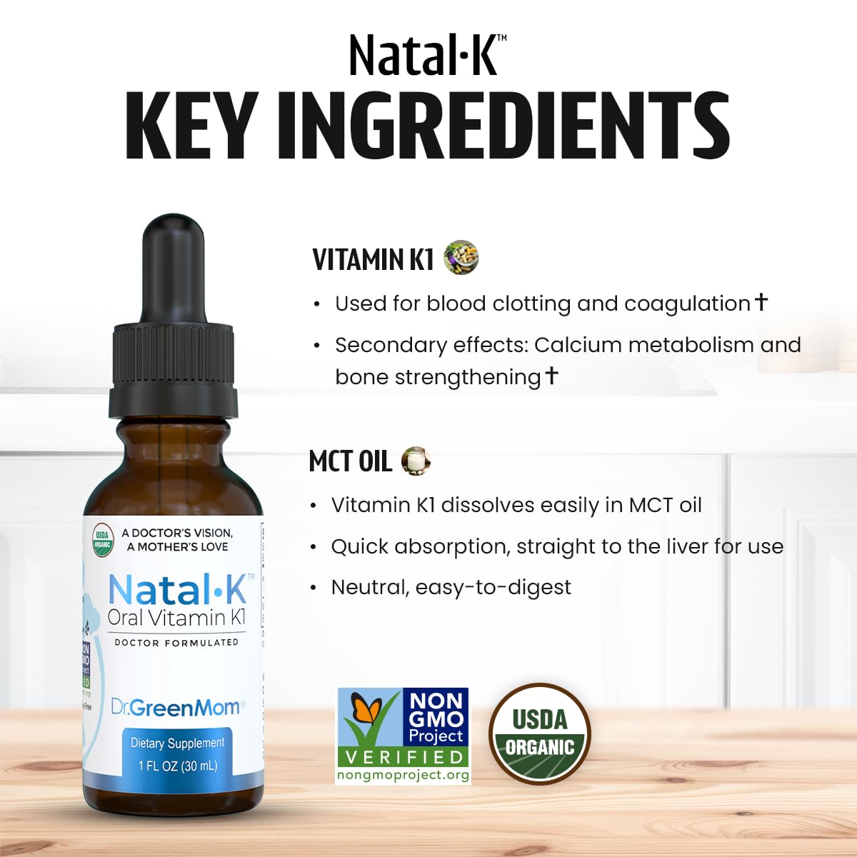 Dr. Green Mom Natal K Oral Vitamin K1 Drops for Newborns | Organic Phytonadione in MCT Oil | Natural VIT K for Babies to Support Blood Clotting — Amazon image 5