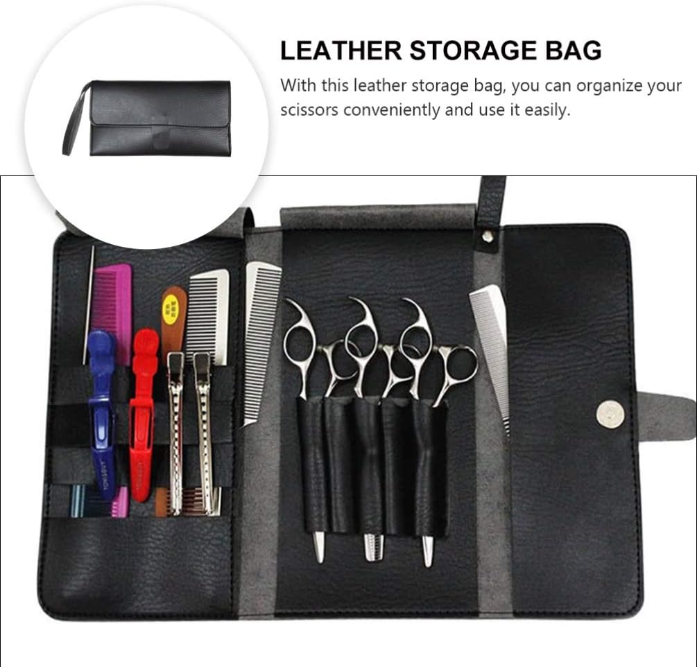 Uonlytech Scissors Holder Pouch Cases Professional Leather Shears Case Leather Barber Salon Scissors Cases for Hair Stylist