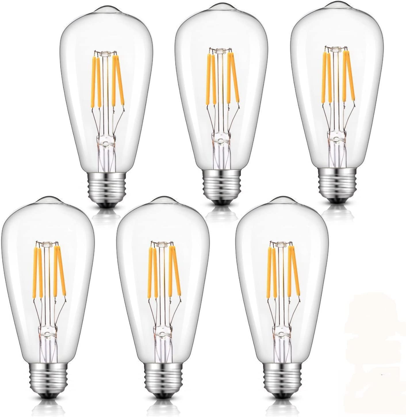 Ampoule LED Edison E27 dimmable lot de 6 lampes rétro 6W - 6