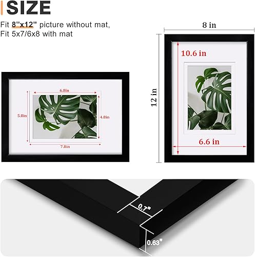 Vista 419 de Egofine Portarretratos de 9 x 12 pulgadas hecho de madera maciza con plexiglás, fotos de 5 x 7/6 x 8 con paspartú o de 9 x 12 pulgadas sin paspartú
