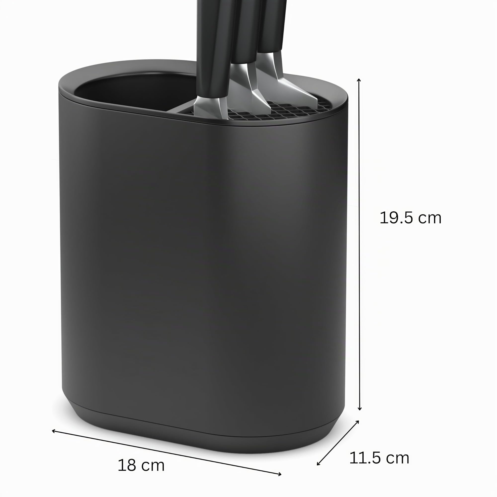 Porta Mestoli e Ceppo Coltelli da Cucina, Porta Utensili Moderno in Plastica Nero Opaco, Organizzatore per Coltelli e Mestoli, Design Compatto e Elegante
