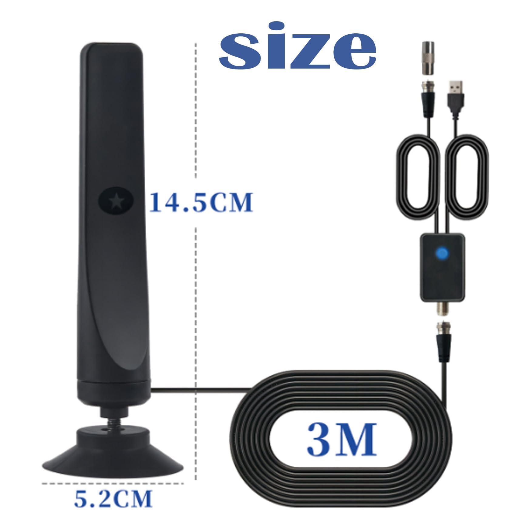 Wavemax Antenna TV, WaveMax, migliore antenna TV Wave Max 2024, amplificatore del segnale dell'antenna TV, antenna TV digitale HD amplificata, supporta 1080p, 2K, 4K, 8K, con cavo coassiale ad alte