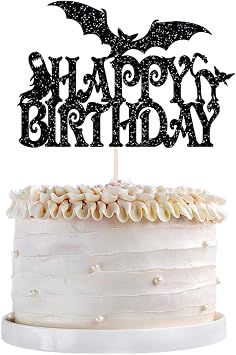 Halloween Cake Topper,Bat Themed Cake Decoration,Halloween happy birthday