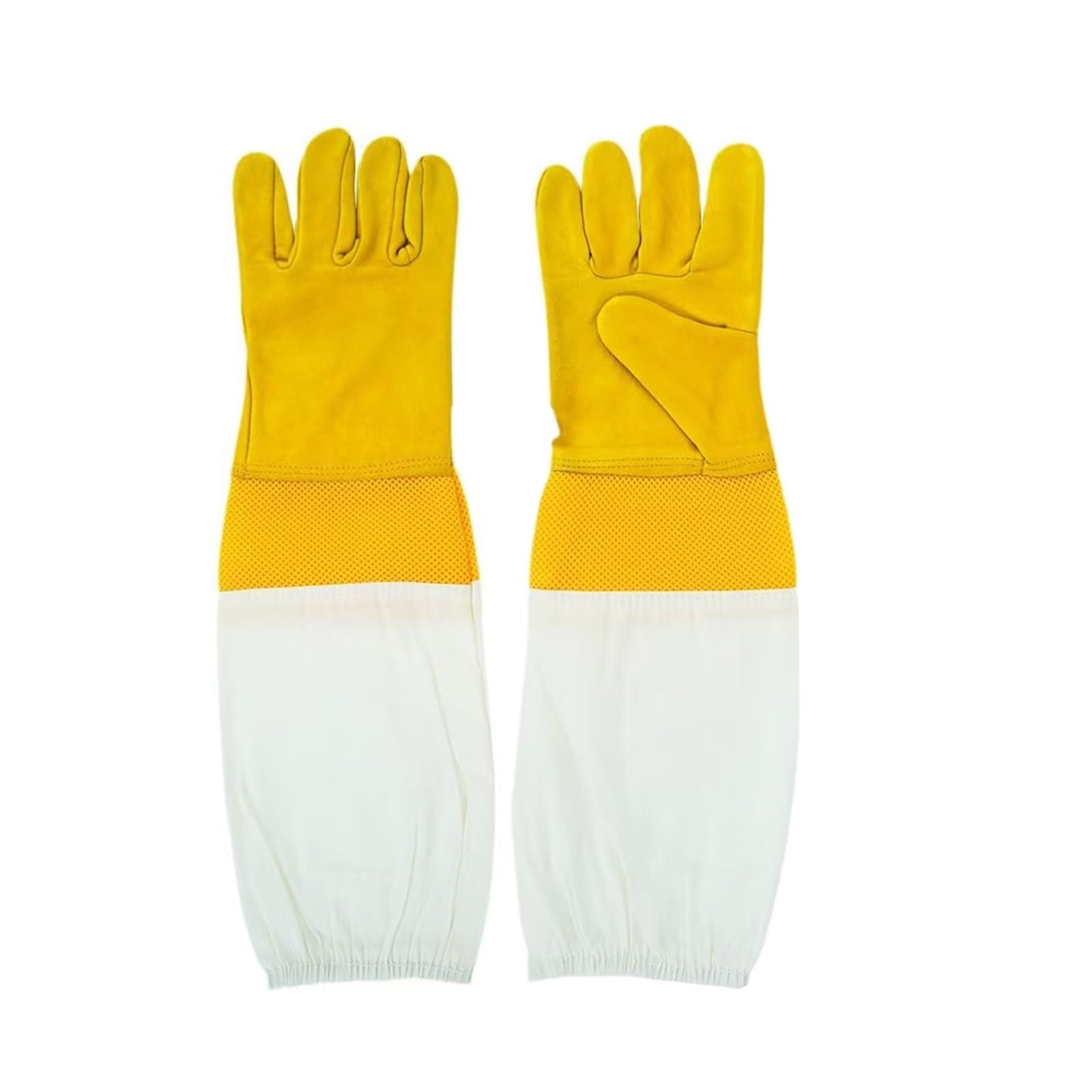 Beekeeper Protective Gloves Anti Bee Breathable Goatskin Yellow Gloves Beekeeping Protective 1 Pair(XL)
