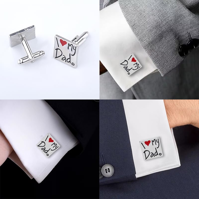 Mancuernillas cuadradas grabadas para papá miniatura 3
