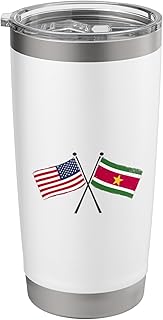 USA Suriname Crossed Flags American Surinamese Friendship Stainless Steel Insulated Tumbler