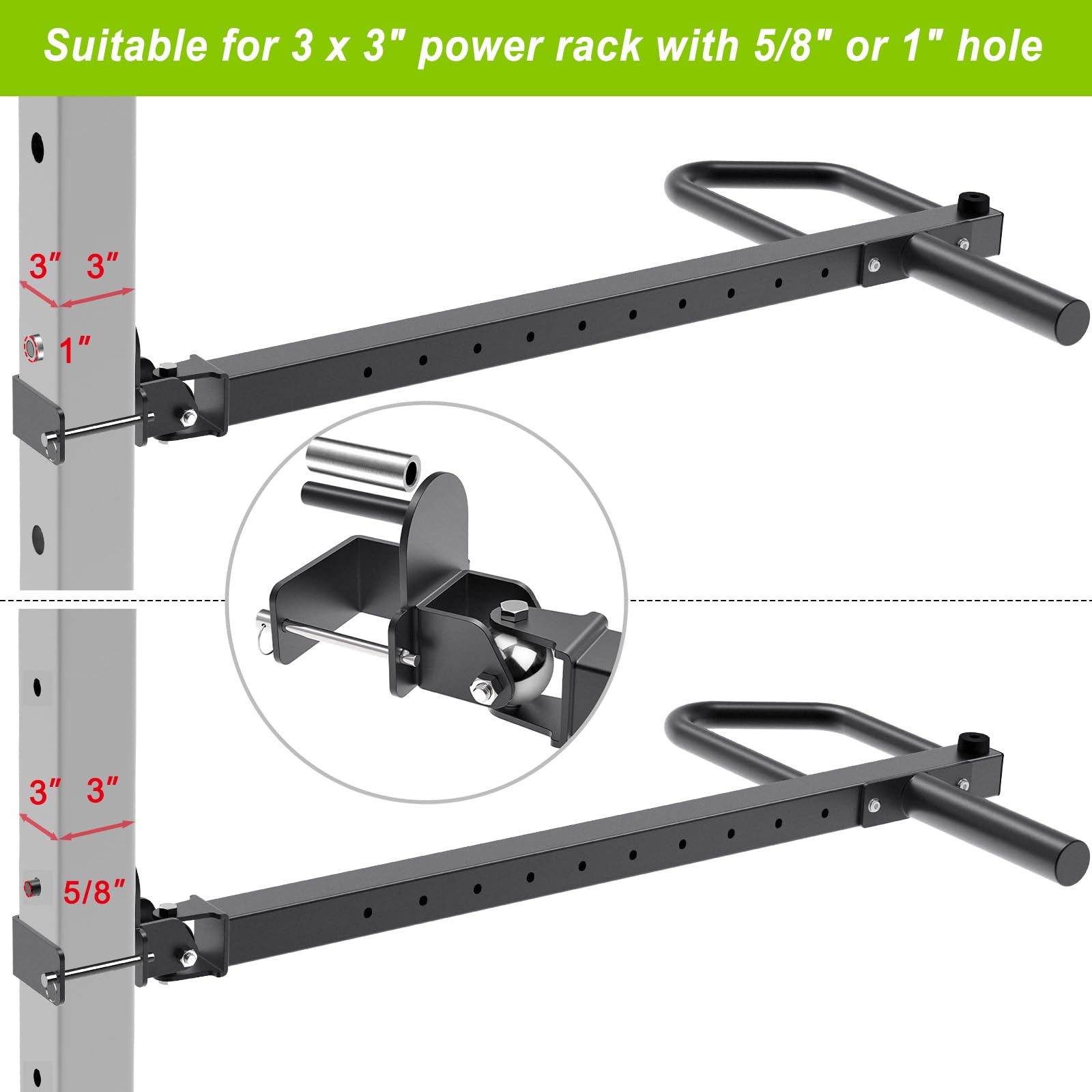 SELEWARE Brazo Ajustable Pesado, Adecuado para Marco de Potencia de 3" x 3" con Agujeros de 5/8" o 1"
