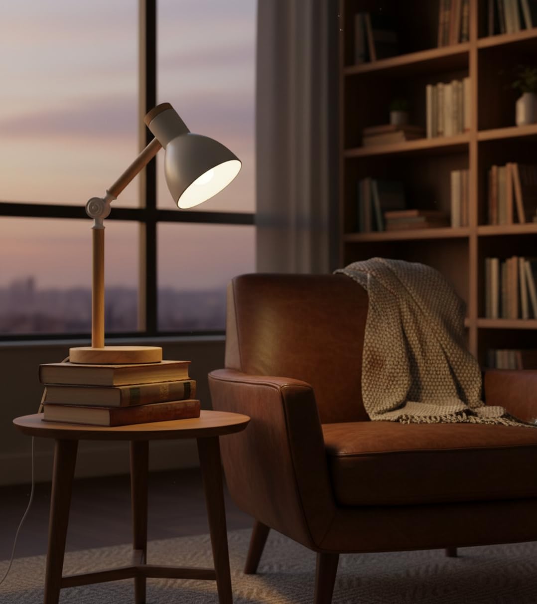 BEL AIR HOME - Lámpara Flexo d'Écriture TEACHER 1xE-27 en Métal et Bois, Idéal pour Bureau et Chambre, Noir, Design Moderne et Élégant, Matériau: Métal (AMPOULE NON INCLUSE) (BLANC)