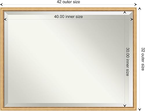Miniatura 4 de Amanti Art Espejo de baño de madera, espejo de pared dorado para usar como espejo de tocador de baño sobre el fregadero (32 x 42 pulgadas), espejo