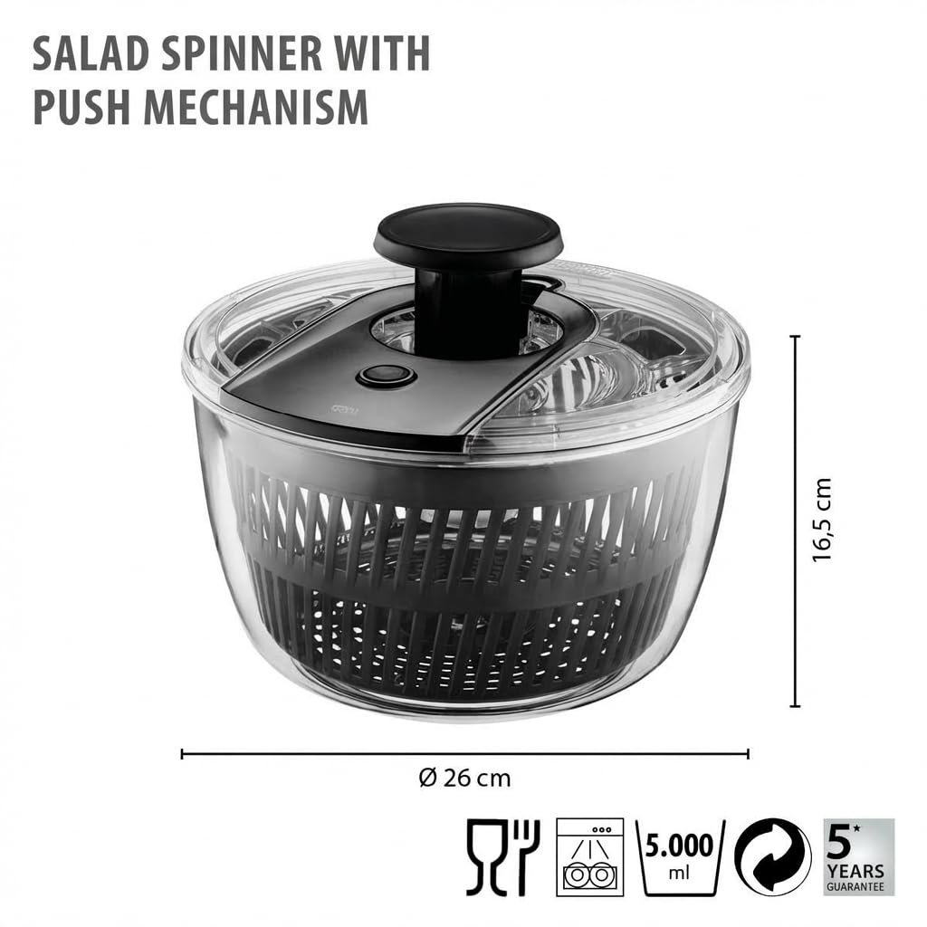 GEFU Centrifuga per insalata rotante, 5 l, con meccanismo push