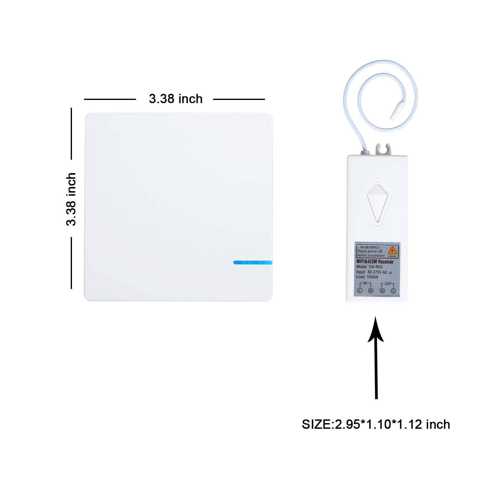 Nineleaf Alexa kompatibel intelligente WLAN lichtschalter. Funktioniert mit Echo, Echo Dot und Google Home, mit App Steuerung ¨¹berall und zu jeder Zeit. 1 Lichtschalter, 2 Empf?nger Set.