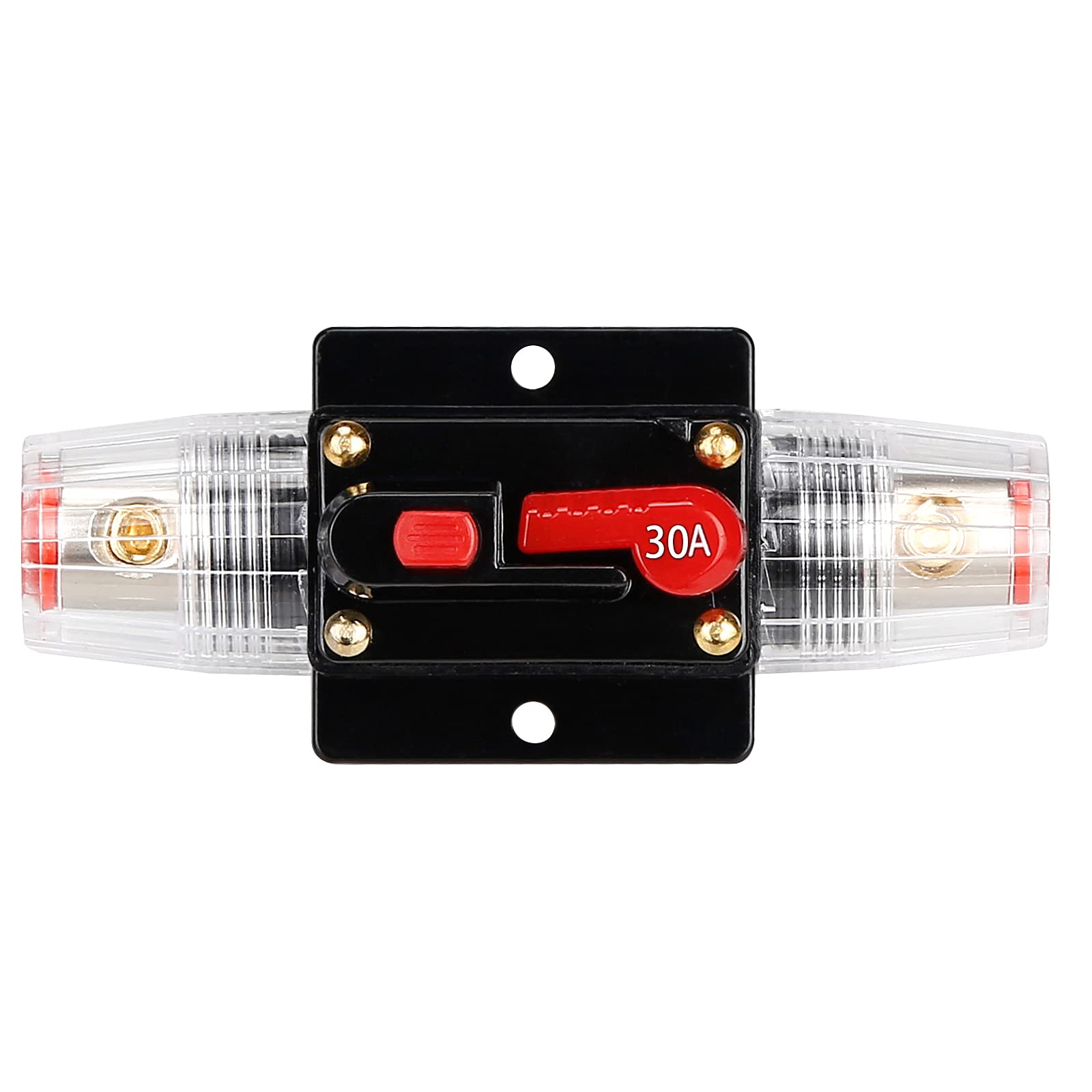30 Amp Audio Circuit Breaker,12V-24V DC Fuse Holder,20-300A Breaker Switch,Inline Circuit Breaker with Reset Button,for Automotive Marine Boat Audio System Current Overload Protection