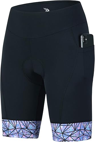 Pantalones cortos de ciclismo para mujer con relleno de gel 3D con bolsillo para interiores y exteriores para ciclismo spinning