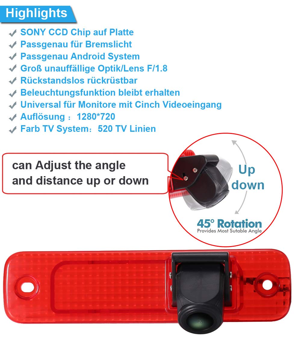 Zestaw kamery cofania 7-calowy ekran TFT LCD + samochód HD wodoodporne 3. światło hamowania kamera cofania do samochodu Ford Transit do tylnych drzwi furgonetki 3 Bj 04.2006-01.2009