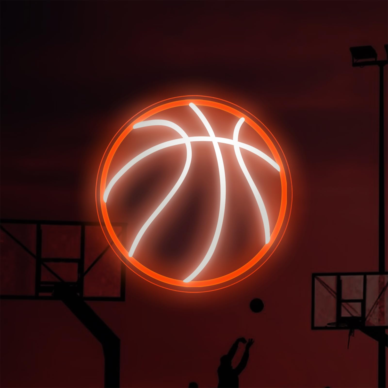 Basketball Neon Sign 13×13 Inch Powered by USB with Dimmer Switch Basketball Shop Led Neon Light Teen Kids Gift Fans Sport Room Bedroom Man Cave Decor for Boys Players Gifts