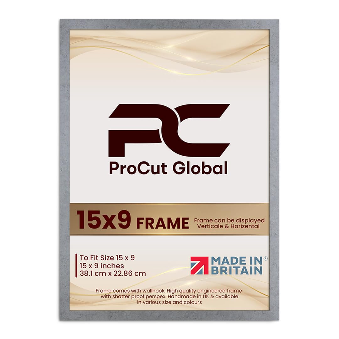 Procut Global 15X9 Grey Marble Picture Frames - Modern Wooden Photo Frame with Shatterproof Perspex for Wall or Tabletop - Perfect for Posters, Certificates, Prints - Sizes & Colors Available — image 1