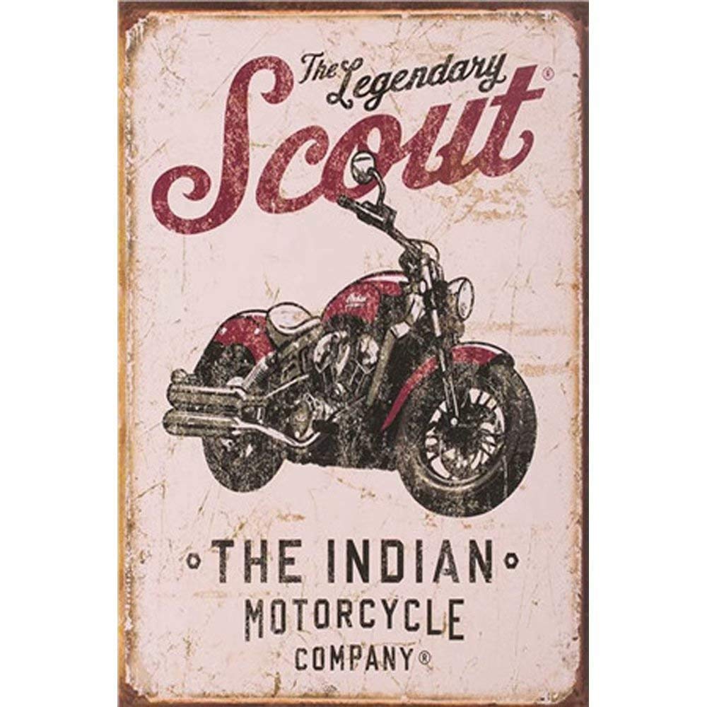 NNGT The Legendary Scout The Indian Motorcycle Company Style Wall Decor Retro Look Picture Wall Art Poster for Bar/Kitchen Vintage Sign METAL TIN SIGN 20X30 CM