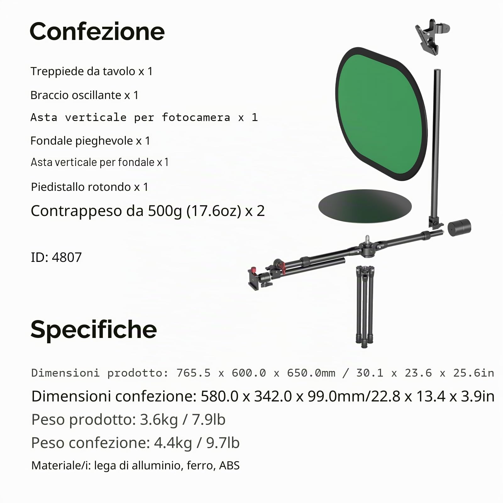 SMALLRIG Professional 12" 360° Photography Giradischi, Angolo di ripresa Regolabile, Piattaforma Rotante Video Portatile, con Piastra QR per Arca, per Fotografia di Prodotti - 4807