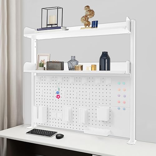 Miniatura 4 de Estante organizador de escritorio con abrazadera con tablero de clavijas, multiusos, estantería de escritorio, estantería de escritorio, estante de