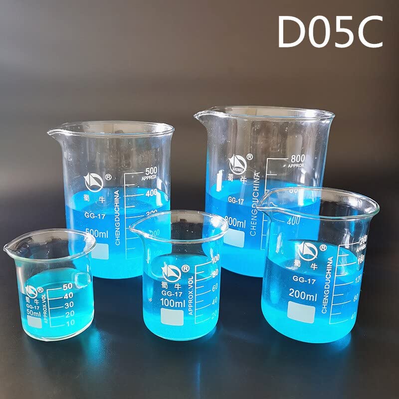 Fabrik Billig 1Set Lab Borosilikatglas Becherglas hitzebeständig Labware Becherglas Laborgeräte (Size : D06B)