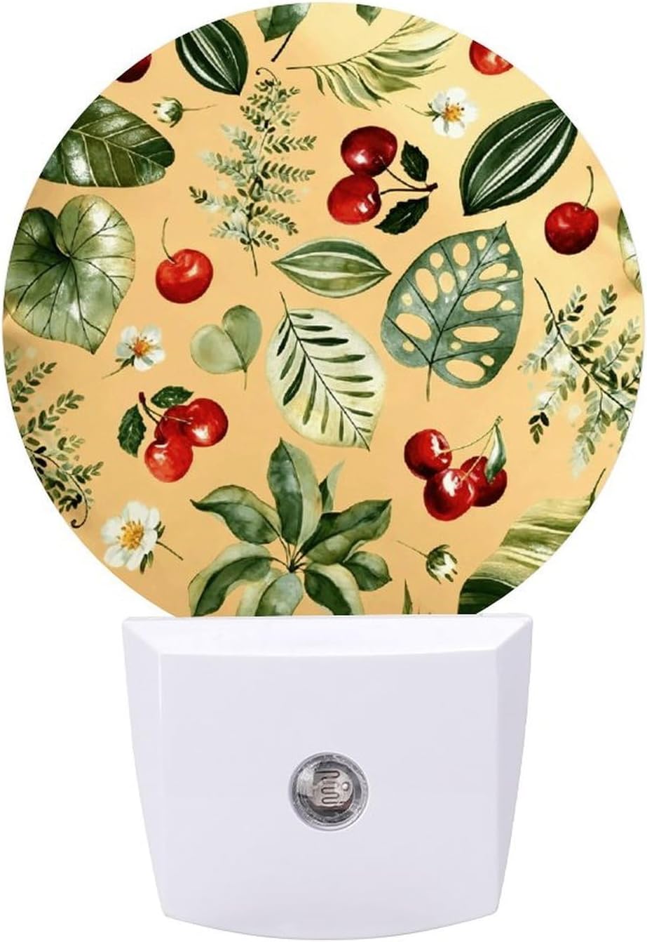 Cherry Print Decoration Night Lights Plug Into Wall