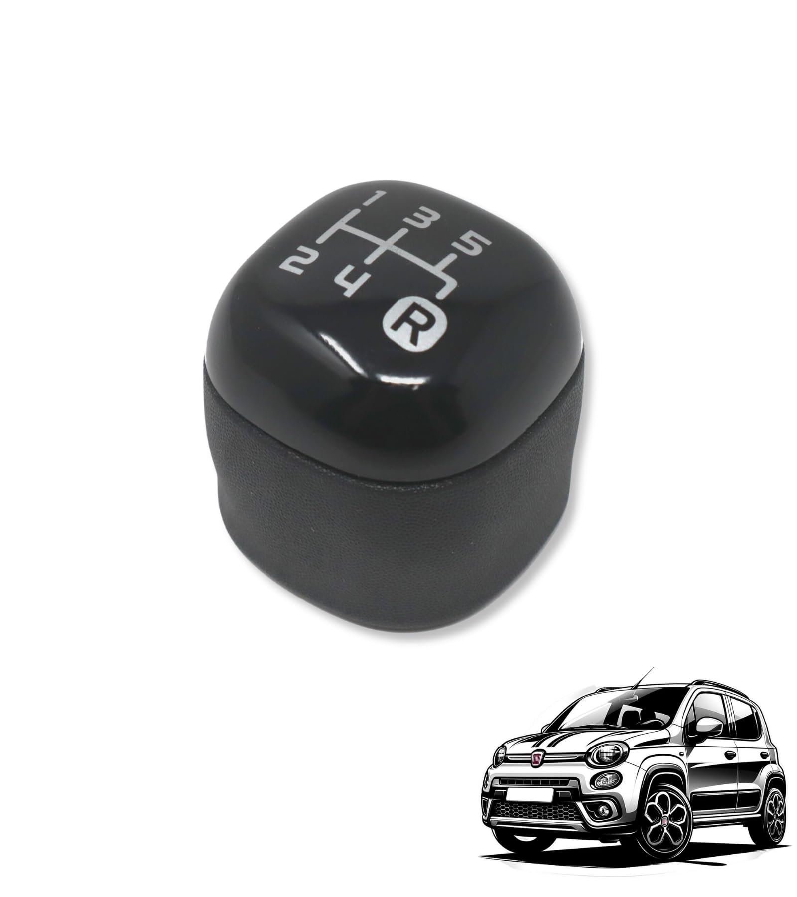 1neiSmartech Pomello Leva Cambio 5 Marce Nero, Compatibile Solo con Fiat Panda 2012+ Terza Generazione Codice OEM 502942700, Facile Installazione, Design Elegante