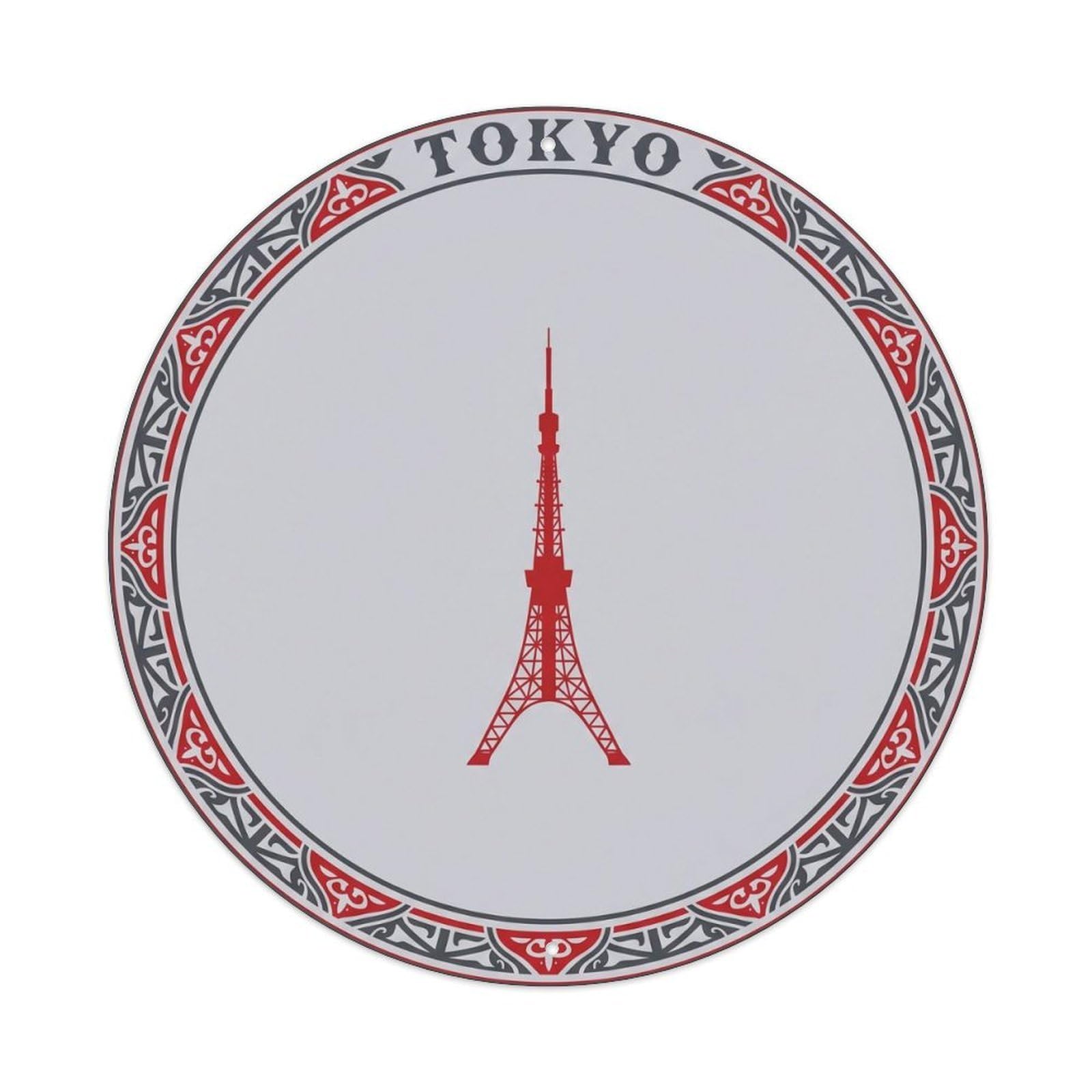Olyhtr 8X8inch Classic Style Tokyo Tower Lone Silhouette Dusk Japan Red Grey Metal Tin Sign