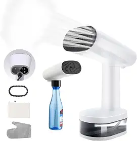 Vaporizador de roupas portáteis, Com adaptador para garrafa externa, Ajuste de três velocidades, Tanque de água de 370 ml, Visor LED, Com escova, Adequado para todos os tecidos de roupas (220 V)