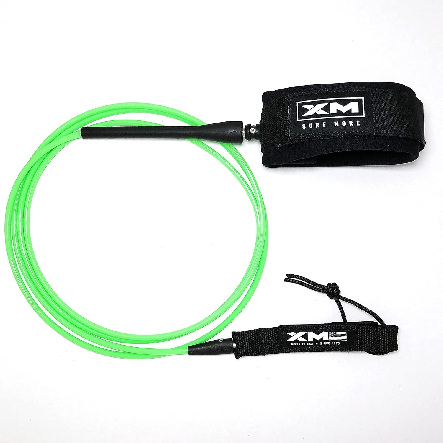 Longneck Surfboard Leash 8ft-10ft, COMP Cord Thickness (.220in), Ideal for Longboards, Maneuver Without Stepping on Cord, Key Pocket, Unbreakable Swivel, Detachable Railsaver, Made in USA