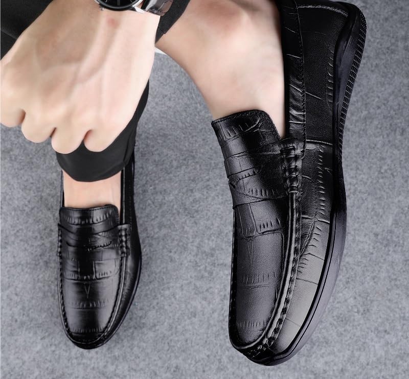Mens Loafers Shoe Square Toe PU Leather Penny Loafers Flexible Comfortable Lightweight Fashion Classic Slip On3