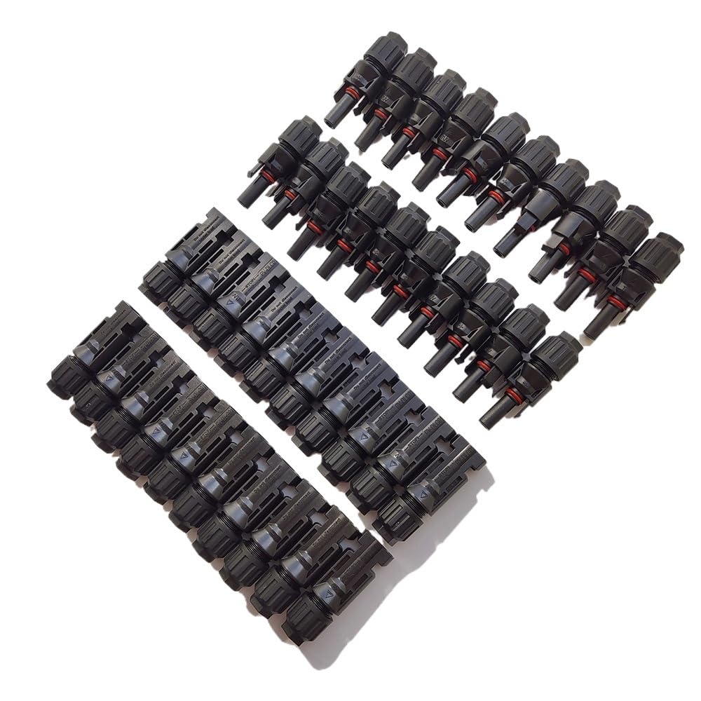 connettore solare 20 coppie di connettori for pannelli solari 30 A 1000 V maschio e femmina IP67 TUV utilizzati for cavi e fili for pannelli solari fotovoltaici da 2,5 mm2, 4 mm2 e 6 mm2.(B 20 pairs 1