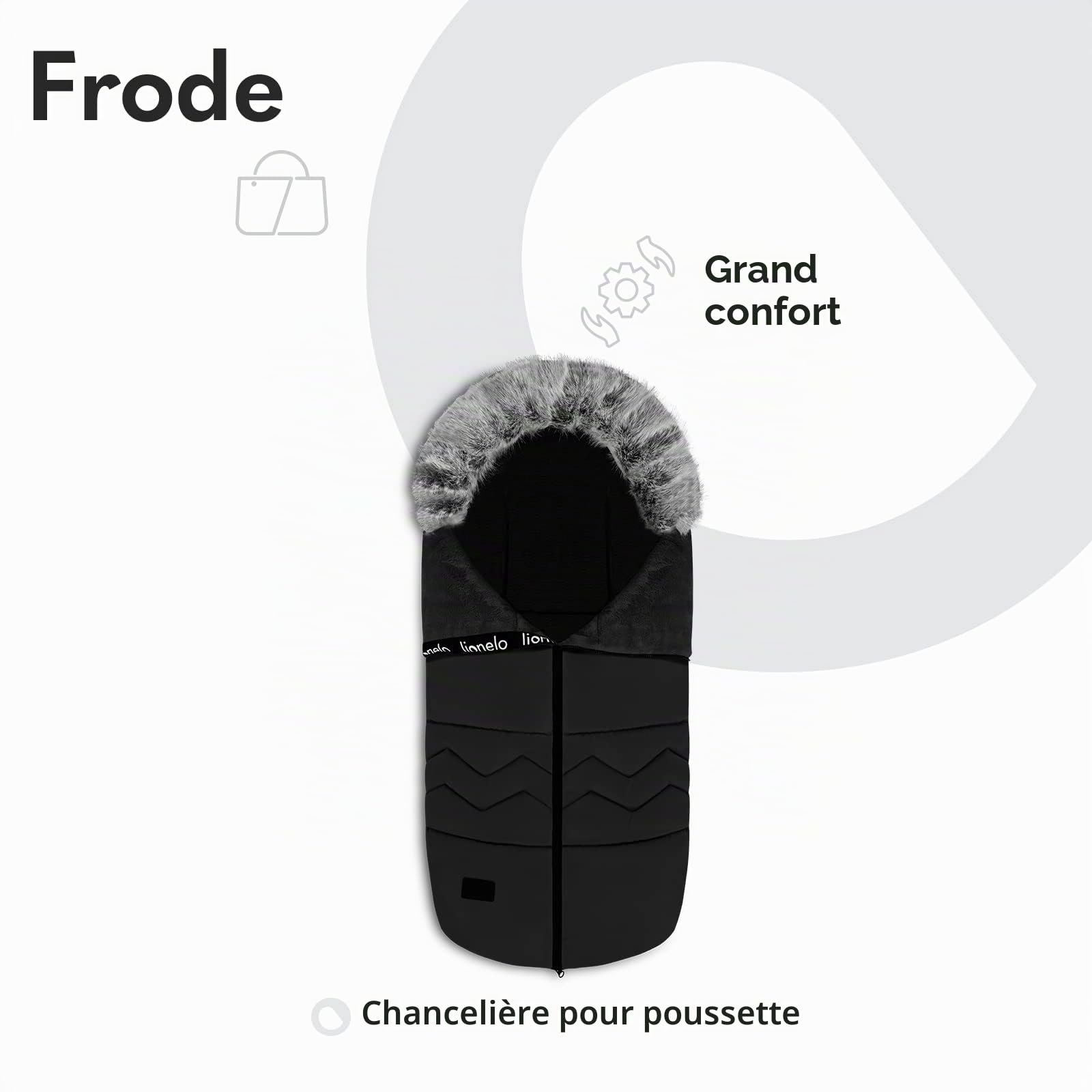 lionelo Frode Turbulette pour Enfants, pour luges, sièges Auto, poussettes, antiallergique, imperméable, Chaud, Fourrure, Hiver, 90x45 cm (Black)