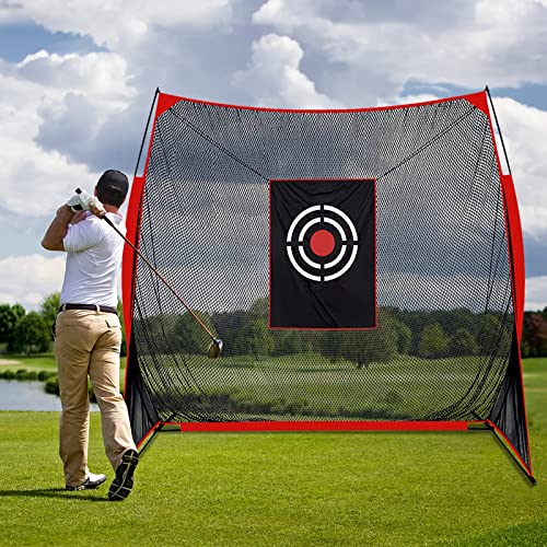 Sharellon Golf Practice Net, 9X9Ft Golf Hitting Training Net With Target And Carry Bag, Indoor Outdoor Backyard Driving Range Golf Hitting Net #TOP18