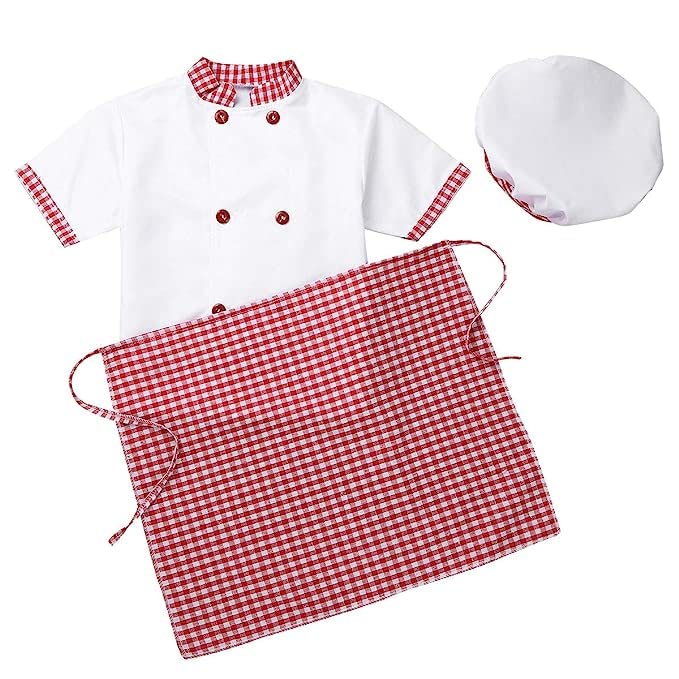 FANCY TRADERS New Desion Chef Costume Apron with Hat (red and white cheque) (8-9 years) (B0C14PCGTR) Amazon Price History, Amazon Price Tracker