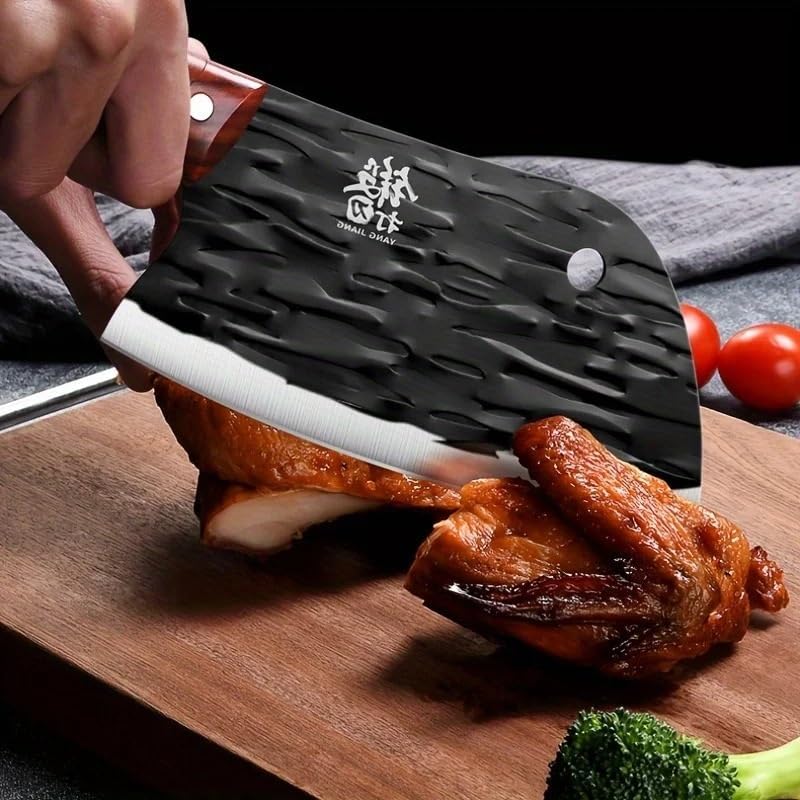 Meat Cleaver,Cleaver Knife 7 Inch Forged Women's Kitchen Knife Kitchen Household Meat Slicing Knife Sharp Stainless Steel Machete Chopping, LAMAJIGA5844